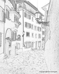 around the corner zurich switzerland sketch sketch 8x10 abstract drawing dessin gravure rue