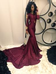 High Collar Mermaid Prom Dress With Gold Appliques Prom Girl Dresses Black Girl Prom Dresses Mermaid Prom Dresses Lace