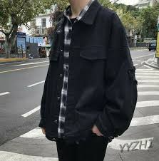 Korean Style Mens Denim 60 Polyester Solid 40 Cotton Men Fashion Casual Outfits Streetwear Men Outfits Korean Fashion Men