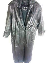 Avanti Black Leather Trench Coat Womens Medium Trendy Leather Jacket Trench Coats Women Leather Trench Coat