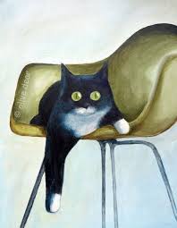 Cat On Eames Chair Pigment Print By Olivedear On Etsy Cats Illustration Cat Art Animal Art