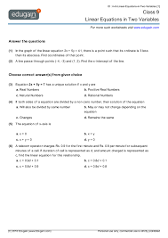 Reading comprehension exercises for all levels esl. Grade 9 Math Worksheets And Problems Linear Equations In Two Variables Edugain Global