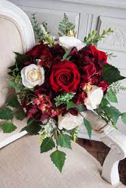 Make your own artificial diy flower bouquet in less than an hour. Red Ivory And Burgundy Silk Wedding Bouquet Artificial Wedding Flowers Winter Wedding Bouquet Artificial Flowers Wedding Red Rose Bouquet Wedding Winter Wedding Bouquet
