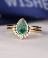 Fashion Check It Out Emerald Engagement Ring Set Moonstone Engagement Ring Rose Gold Wedding Rings For Women