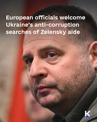 As law enforcement raids the house of President Volodymyr Zelensky's  closest aide, European officials are voicing support for Ukraine's  anti-corruption agencies — with one even expressing relief that a figure  seen a