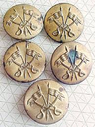 Vintage Military Style Buttons Crossed Flags Swords Bottoni