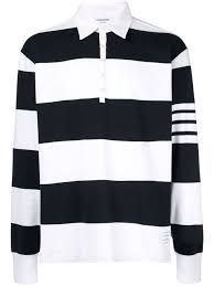 Black And White Striped Long Sleeve Polo Thom Browne 4 Stripe Sleeve Polo Shirt Farfetch In 2020 Thom Browne Shirts Polo Shirt White