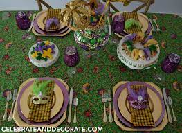 This menu reflects the abundance of seafood that new orleans is known for. Fun Tablescape For A Mardi Gras Dinner Party Celebrate Decorate