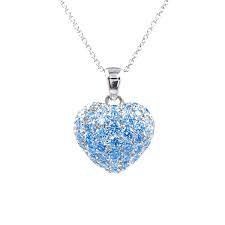 28ctw Heart Shaped Pave Set Single Bale Swiss Blue Topaz Necklace In 18k White Gold Swiss Blue Topaz Necklace Blue Topaz Necklace Topaz Gemstone