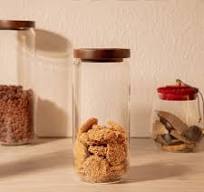 Kitchen Spices Glass Storage Jar With Lid 650 ml - Transparent / Brown