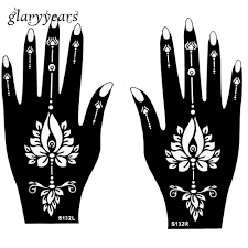 1 Pair Indian Henna Tattoo Stencil Flowers Pattern Design Diy Colored Henna Tattoo Stencil For Women Bod Henna Tattoo Stencils Henna Stencils Henna Tattoo Hand