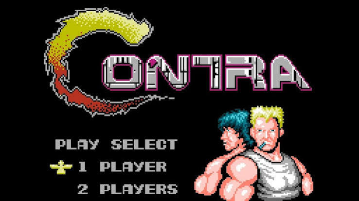 Capa do jogo Contra (1988) para NES, título que popularizou o Código Konami no ocidente