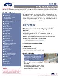 With the patented floating floor system, you can install real porcelain tile in one day. Install A Ceramic Tile Floor Lowe S