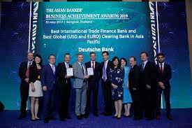Deutsche Bank Awarded Best Global Usd And Euro Clearing Bank In Asia Pacific For 2019 At The Asian Banker Business Achievement Awards 2019 The Asian Banker