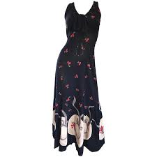 Chic Vintage Karen Alexander Cherries And Hats Novelty Print 90s Maxi Dress At 1stdibs Karen Alexander Dress Karen Alexander Dresses Karen Alexander Fashion Designer