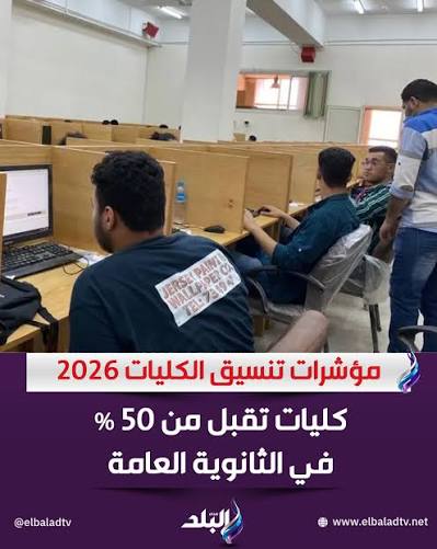 مؤشرات تنسيق الكليات 2026.. كليات تقبل من 50 % في الثانوية العامة  التفاصيل|| https://gogl.to/4MNm #صدى_البلد