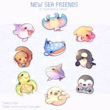 Fluffysheeps My New Sea Friends Charm Designs They Also Brought 3 More Friends With Them Pre Cute Kawaii Drawings Cute Animal Drawings Cute Animals