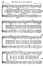 His Eye Is On The Sparrow Hymns Lyrics Hymns Of Praise Gospel Song Lyrics