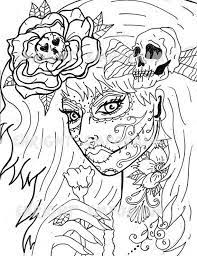 day of the dead girl coloring page digital download skull pages animal for girls de coloriage en ligne gratuites pour adultes faciles