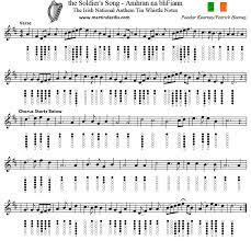 The Soldier S Song Amhran Na Bhfiann Lyrics Chords Music Tin Whistle Soldier Songs Irish National Anthem