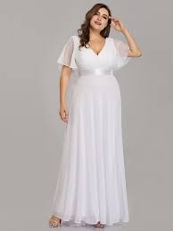 Long Empire Waist Evening Dress With Short Flutter Sleeves Bridesmaid Dresses Plus Size Empire Waist Evening Dress Chiffon Party Dress