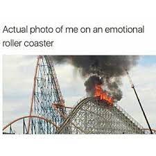 Musicians riding a rollercoaster refers to a series of edits of pov rollercoaster ride videos accompanied by various songs. Actual Photo Of Me On An Emotional Roller Coaster Meme Ahseeit