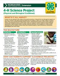 The new booklets provide activities in animal sciences/animal life, expressive arts, family, home, and green and white. Michigan 4 H Cloverbud Snapshot Sheet 4 H Science Project Physical Biological Combined 4h1731 Msu Extension