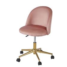 Maison du monde chaise bureau. Chaise De Bureau Vintage A Roulettes En Velours Rose Mauricette Maisons Du Monde