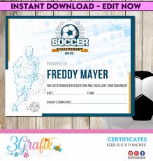 Free fully editable 2021 calendar template in word : Soccer Certificate