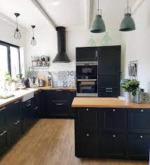 cuisine ikea laxarby cuisine noire et bois esprit bistro renovation maison cuisine noire et bois cuisine ikea cuisines deco