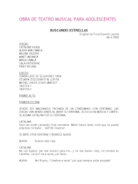 Es una forma de teatro que combina música, canción, diálogo y baile, y que se representa en grandes escenarios, como los teatros de west end (londres) o en broadway nueva york principales sedes del teatro musical, seguido de argentina, australia, canadá, españa y. Obra De Teatro Musical Para Adolescentes