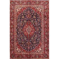 Safavieh rag rug rar121b blue and multi. Vintage Navy Blue Floral Kashan Persian Area Rug Hand Knotted