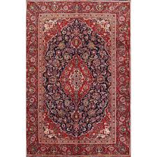 Safavieh rag rug rar121b blue and multi. Vintage Navy Blue Floral Kashan Persian Area Rug Hand Knotted