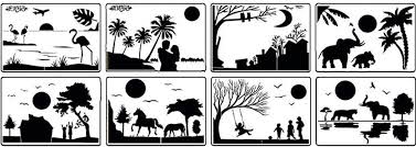 amazon com mocohana 8pcs reusable plastic hollow painting silhouette stencil set diy drawing template graffiti stencils landscape