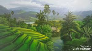 Landscape view of mount lawu java indonesia. Landscape Painting From Indonesia Youtube
