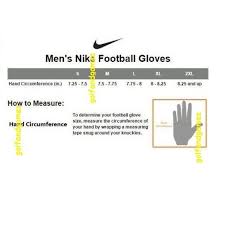 nike football glove size chart