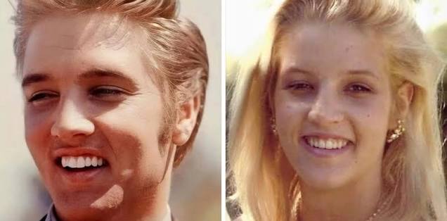 Elvis Presley and daughter Lisa Marie facial similarities