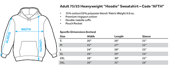 Afth Adult Pull Over Hoodie Size Chart 365 Outfitters