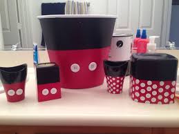 I Couldn T Find Minnie And Mickey Mouse Bathroom Accessories So I Created My Own After Seeing A Pic Mickey Mouse Bathroom Mickey Bathroom Minnie Mouse Bathroom