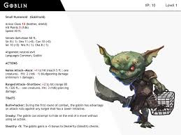 Dnd Next Monster Cards Goblin By Dizman Deviantart Com On Deviantart Monster Cards D D Dungeons And Dragons Dnd Monsters