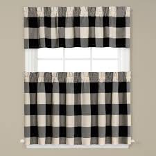 Cortinas country buffalo check curtains black and white furniture home interior interior design plaid curtains panel curtains roman curtains window panels. August Grove Northridge Plaid Tailored 57 Kitchen Curtain In Black And Cream Reviews Wayfair