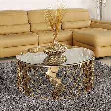 Sofa and console tables (530) refine by table type: China Round Coffee Table Sofa End Table Living Room Side Table Modern Luxury Furniture Tempered Glass Table Top And Gold Stainless Steel Frame Coffee Tables China Living Room Furniture Outdoor Furniture