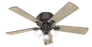 You don't have to worry about the fan rod getting too close to the floor. Hunter Crestfield 3 Light 52 Indoor Flush Mount Ceiling Fan In Noble Bronze Lightsonline Com