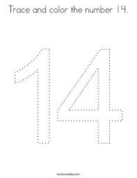 Trace And Color The Number 14 Coloring Page Twisty Noodle Coloring Pages Color Printable Numbers
