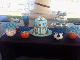Leelees Cake Abilities All Star Sports Theme Cake And Goodies Sports Baby Shower Theme Sports Baby Shower Sports Baby Shower Decorations