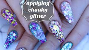 Nail Basics How To Work With Chunky Glitter Youtube Chunky Glitter Nails Glitter Gel Nails Glitter Nails Acrylic