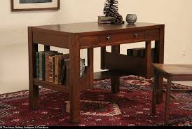 Arts Crafts Mission Oak 1905 Antique Library Table Writing Desk Bookshelf End Furniture Library Table Furnishings