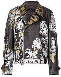 Dolce Gabbana Graffiti Leather Jacket Farfetch Custom Leather Jackets Leather Jacket Dolce And Gabbana