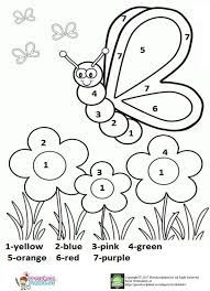 Color By Number Spring Worksheet For Kids Kindergarten Coloring Pages Coloring Worksheets For Kindergarten Addition Coloring Worksheet