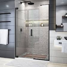 Find great deals on ebay for shower door inches. Elegance Plus 46 46 3 4 Inch W X 72 Inch H Frameless Pivot Shower Door In Satin Black Black Shower Doors Shower Doors Bathroom Remodel Shower